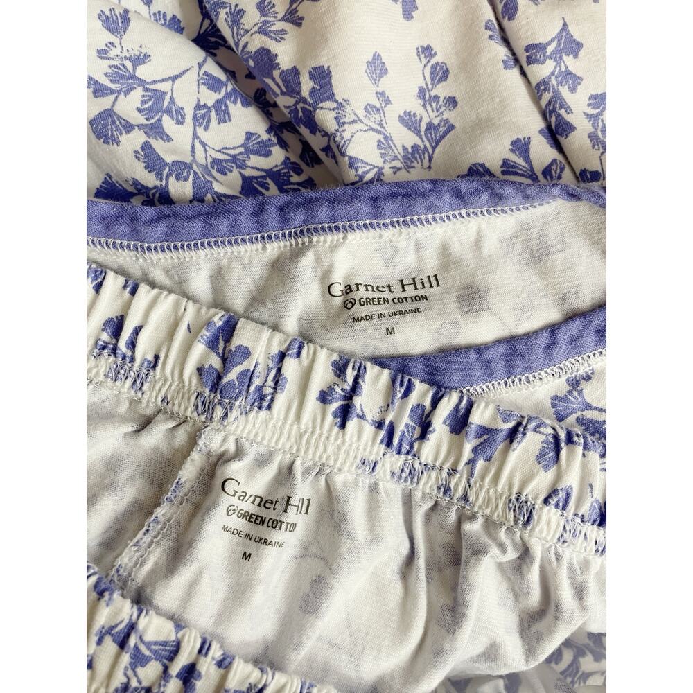 Garnet Hill Asian Wrap Organic Cotton Floral Pajama Pajamas Set Lilac Womens M - Picture 9 of 11